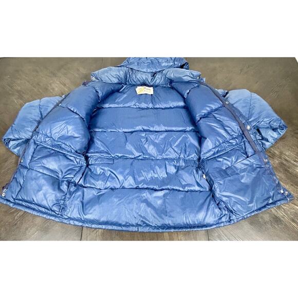 Vtg Ski Daddle Pack-In Products Duck Down Puffer Blue Jacket W/ Hood Size XL - Picture 12 of 16